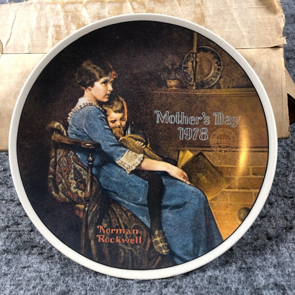 Vintage 1978 Knowles Norman Rockwell Bedtime Mother's Day‎ Plate USA COA